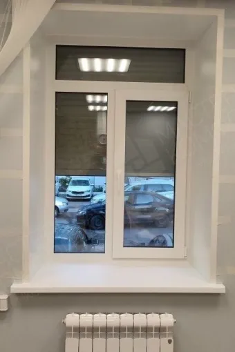 Замена офисного окна Veka с отделкой